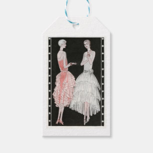 Pink Black and White Vintage Flapper Style Gift Tags