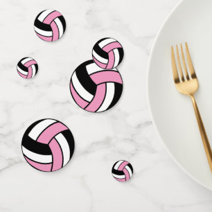 Pink, Black and White Volleyball Confetti