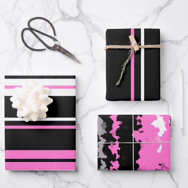 pink black and white wrapping paper sheet (Front)