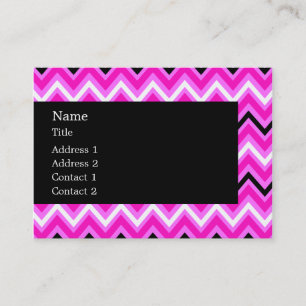 Pink, Black and White Zigzag Business Card