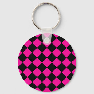 Pink & Black Argyle Key Ring