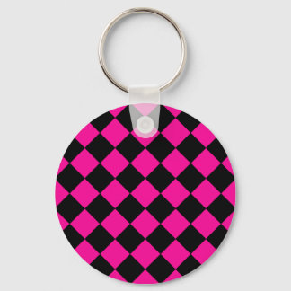 Pink & Black Argyle Key Ring