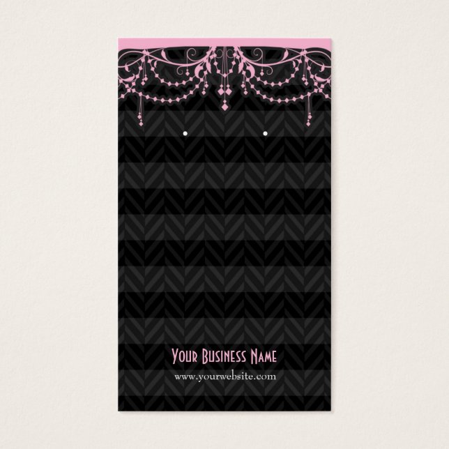 Pink Black Art Deco Custom Earring Cards (Front)