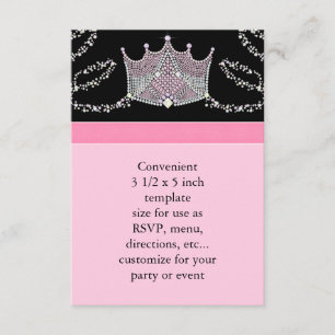 Pink Black Baby Girl Princess Baby Shower RSVP Card