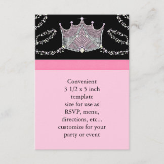 Pink Black Baby Girl Princess Baby Shower RSVP Card