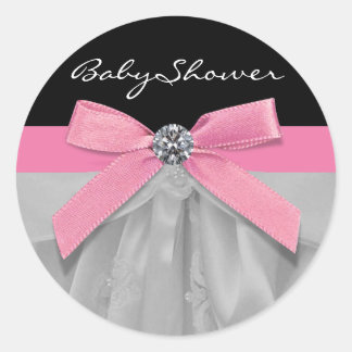 Pink Black Baby Girl Shower Stickers