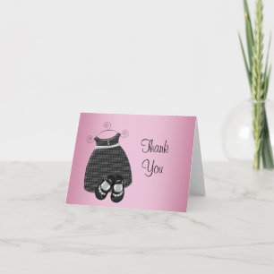 Pink Black Baby Shower Thank You Cards