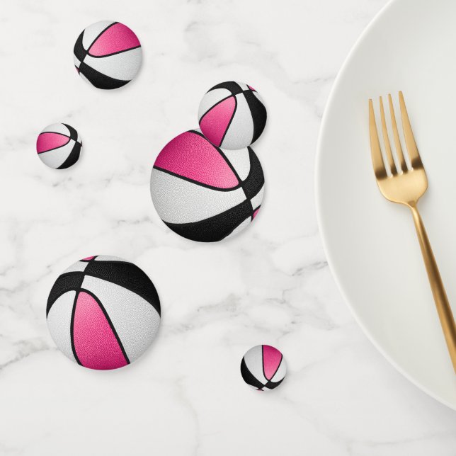 pink black basketball sports party confetti (Group)
