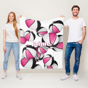 pink black basketball team colours sports decor fleece blanket