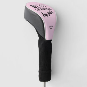 Pink black Best Grandma by par Typography Custom Golf Head Cover