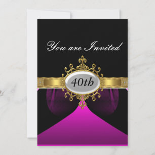 pink Black Birthday Party Glamour Invitation