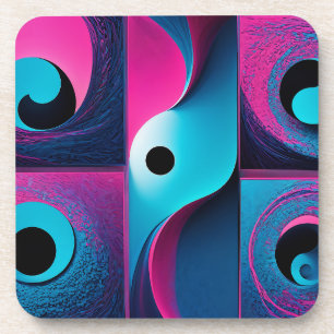 Pink Black Blue Geometric Coaster