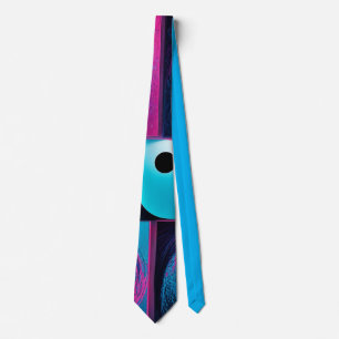 Pink Black Blue Geometric  Tie