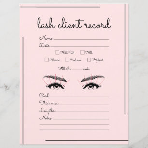 Pink Black Border Script Logo Lash Client Record