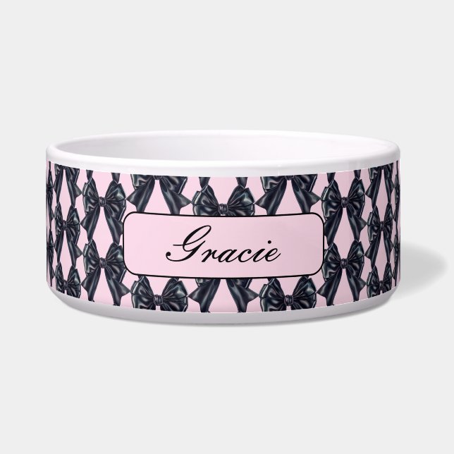 Pink Black Bow Dog (Front)