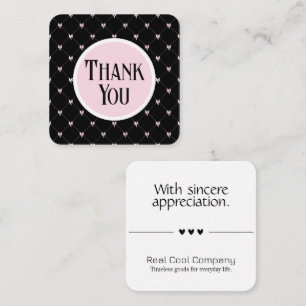 Pink & Black Bow Monogram Thank You Card