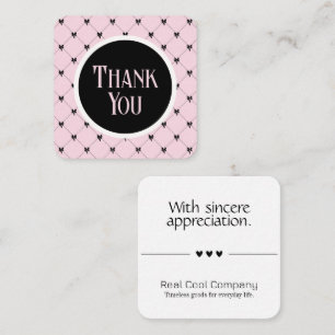 Pink & Black Bow Monogram Thank You Card