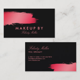 Pink & Black Brushstroke Makeup Business Card