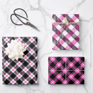 Pink & Black Buffalo Plaid Wrapping Paper