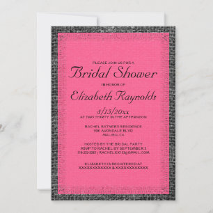 Pink & Black Burlap Bridal Shower Invitations
