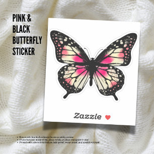 Pink & Black Butterfly Sticker