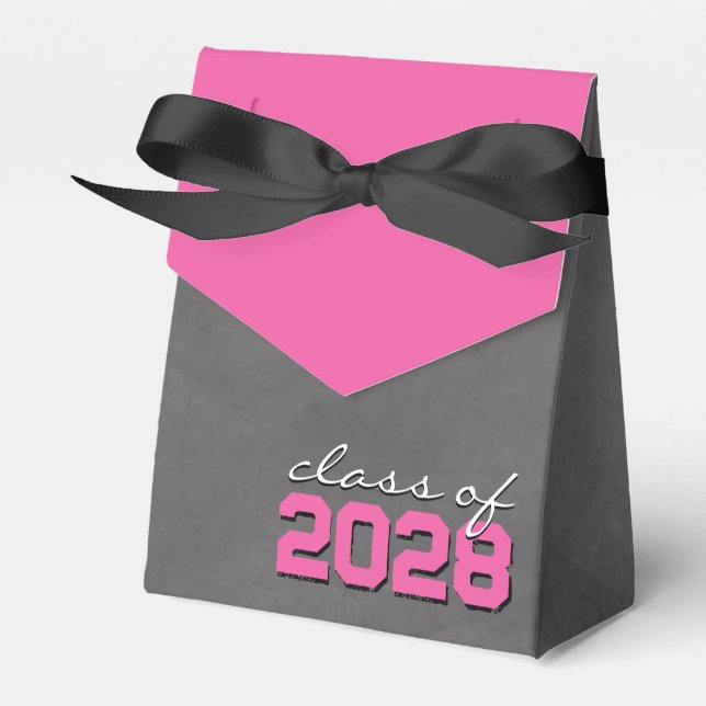 Pink & Black Chalkboard Graduation Gift Boxes (Front Side)