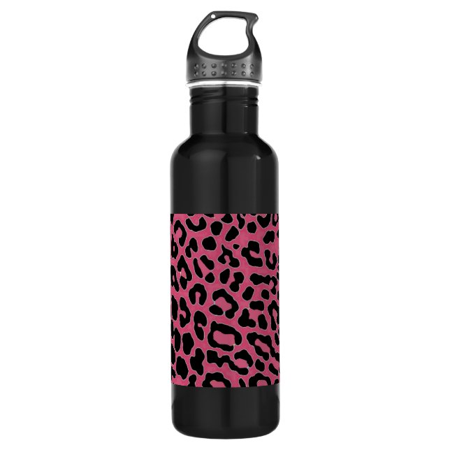 Pink & black cheetah print 710 ml water bottle (Front)
