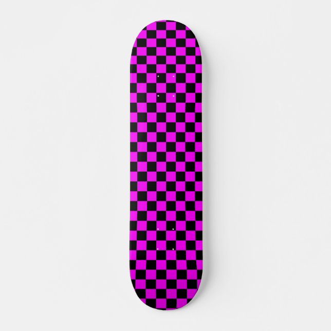 Pink & Black Chequerboard Skateboard (Front)