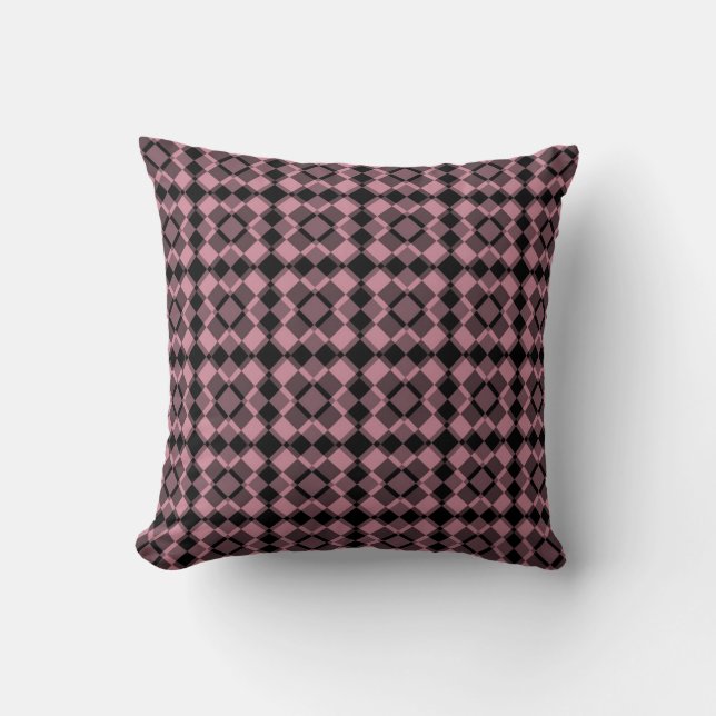 Pink Black Chequered Argyle Pattern Cushion (Front)