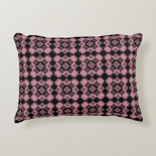 Pink Black Chequered Argyle Pattern Decorative Cushion