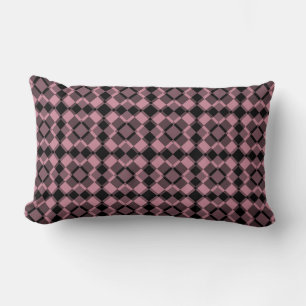 Pink Black Chequered Argyle Pattern Lumbar Cushion