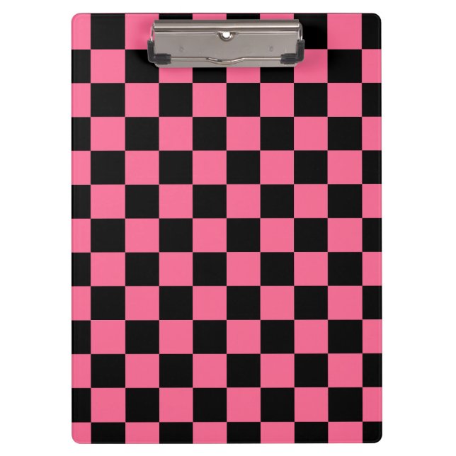 Pink Black Chequered Check Pattern Clipboard (Front)