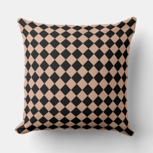 Pink Black Chequered Diamond Pattern  Cushion