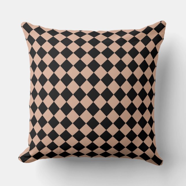 Pink Black Chequered Diamond Pattern  Cushion (Front)