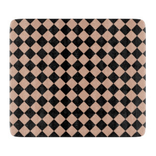 Pink Black Chequered Diamond Pattern Cutting Board