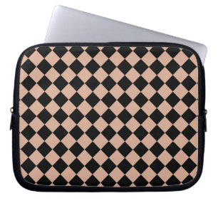 Pink Black Chequered Diamond Pattern Laptop Sleeve