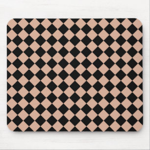 Pink Black Chequered Diamond Pattern Mouse Pad