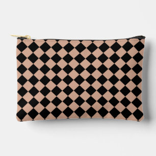 Pink Black Chequered Diamond Pattern Small Accessory Pouch