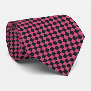 Pink Black Chequered Diamond Pattern Tie