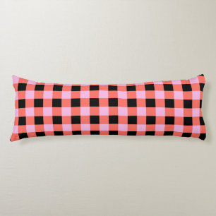 Pink Black Chequered Gingham Pattern Body Cushion