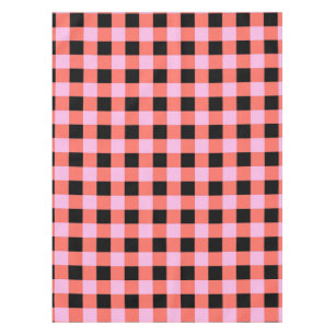 Pink Black Chequered Gingham Pattern Tablecloth