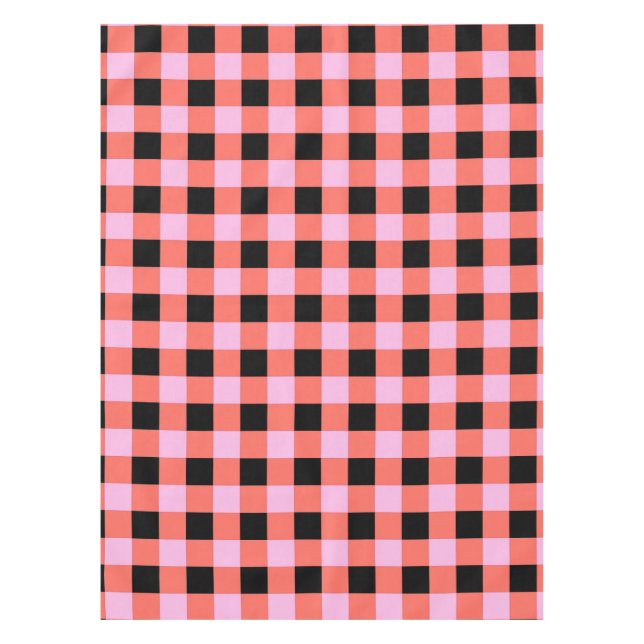 Pink Black Chequered Gingham Pattern Tablecloth (Front)