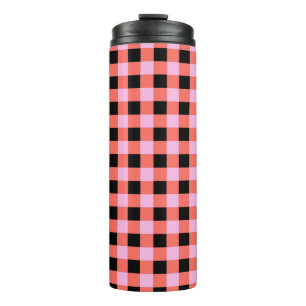 Pink Black Chequered Gingham Pattern Thermal Tumbler