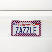 Pink Black Chequered License Plate Frame Style