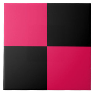 Pink Black Chequered Pattern Tile