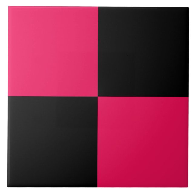 Pink Black Chequered Pattern Tile (Front)