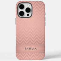 Pink & Black Chevron Faux Rose Gold Foil Monogram