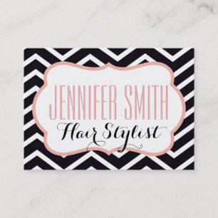 Pink Black Chevron Hairdresser Salon Appointment Card