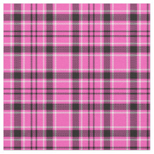 Pink & Black Christmas Plaid Fabric