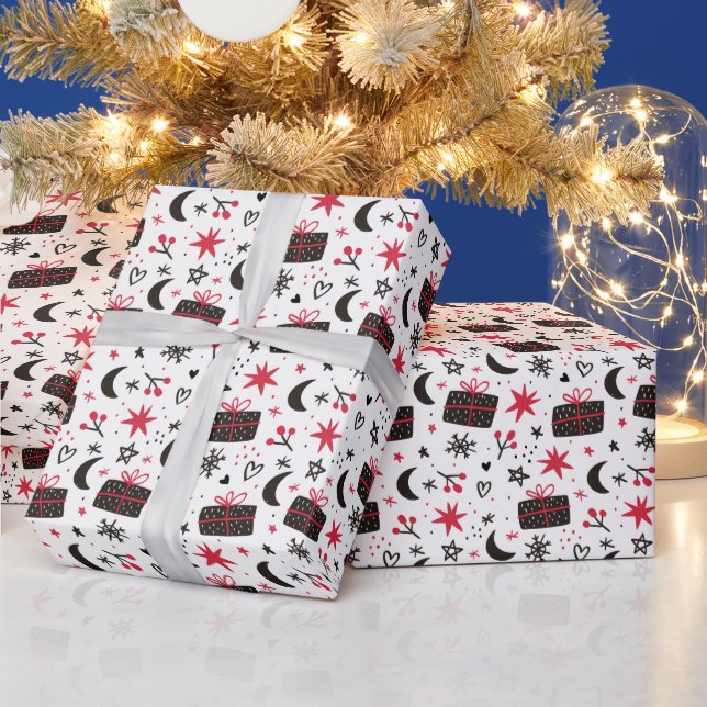 Pink & Black Christmas Wrapping Paper (Holidays)